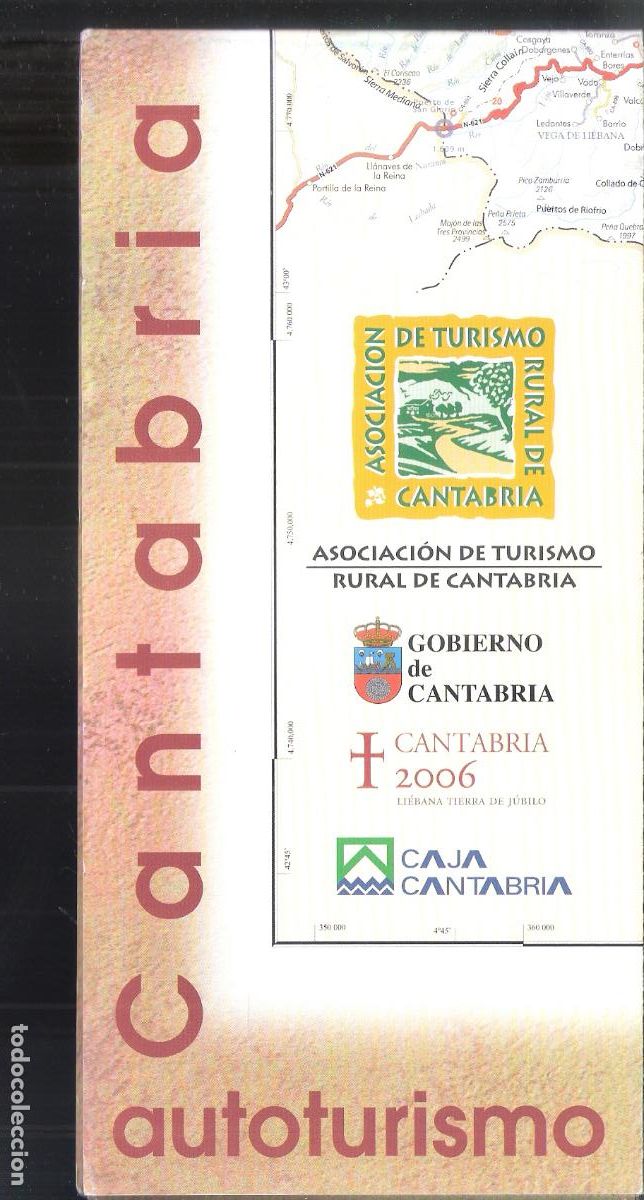 Tourismusbrosch&uuml;ren: Cantabria. Autoturismo. Asociaci&oacute;n Turismo Rural. Mapa con rutas. Desplegable. 21X10/42X60
