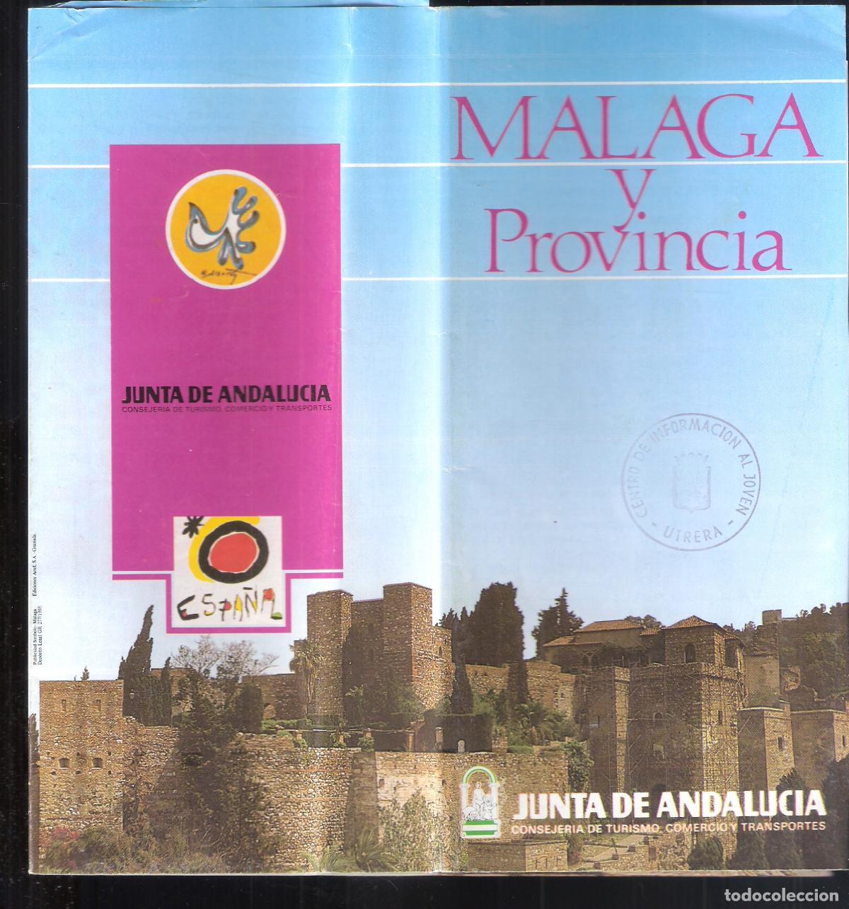 Brochures de tourisme: M&aacute;laga y provincia. Junta de Andaluc&iacute;a. Desplegable. 21X10 / 40X70 cm.