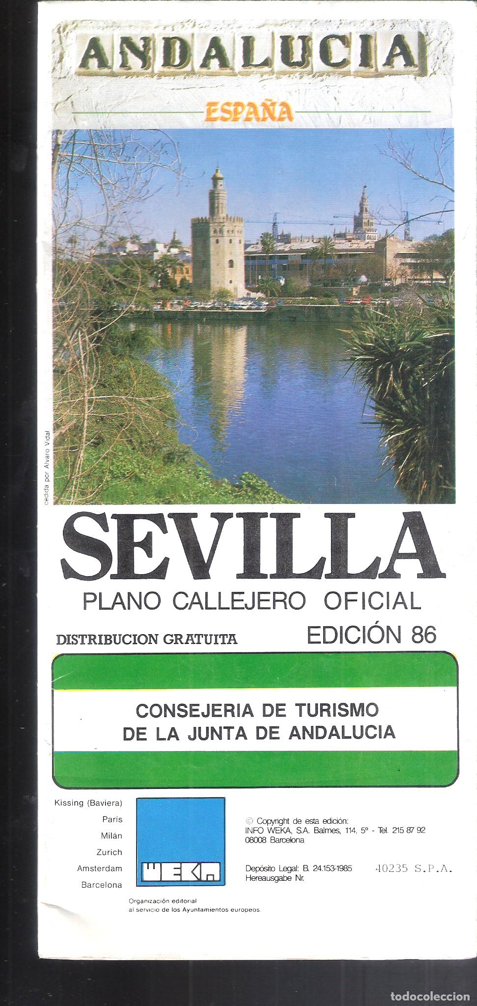Tourismusbrosch&uuml;ren: Sevilla. Plano callejeo oficial. Edicion 1986. Desplegable 25X11 / 50X66 cm