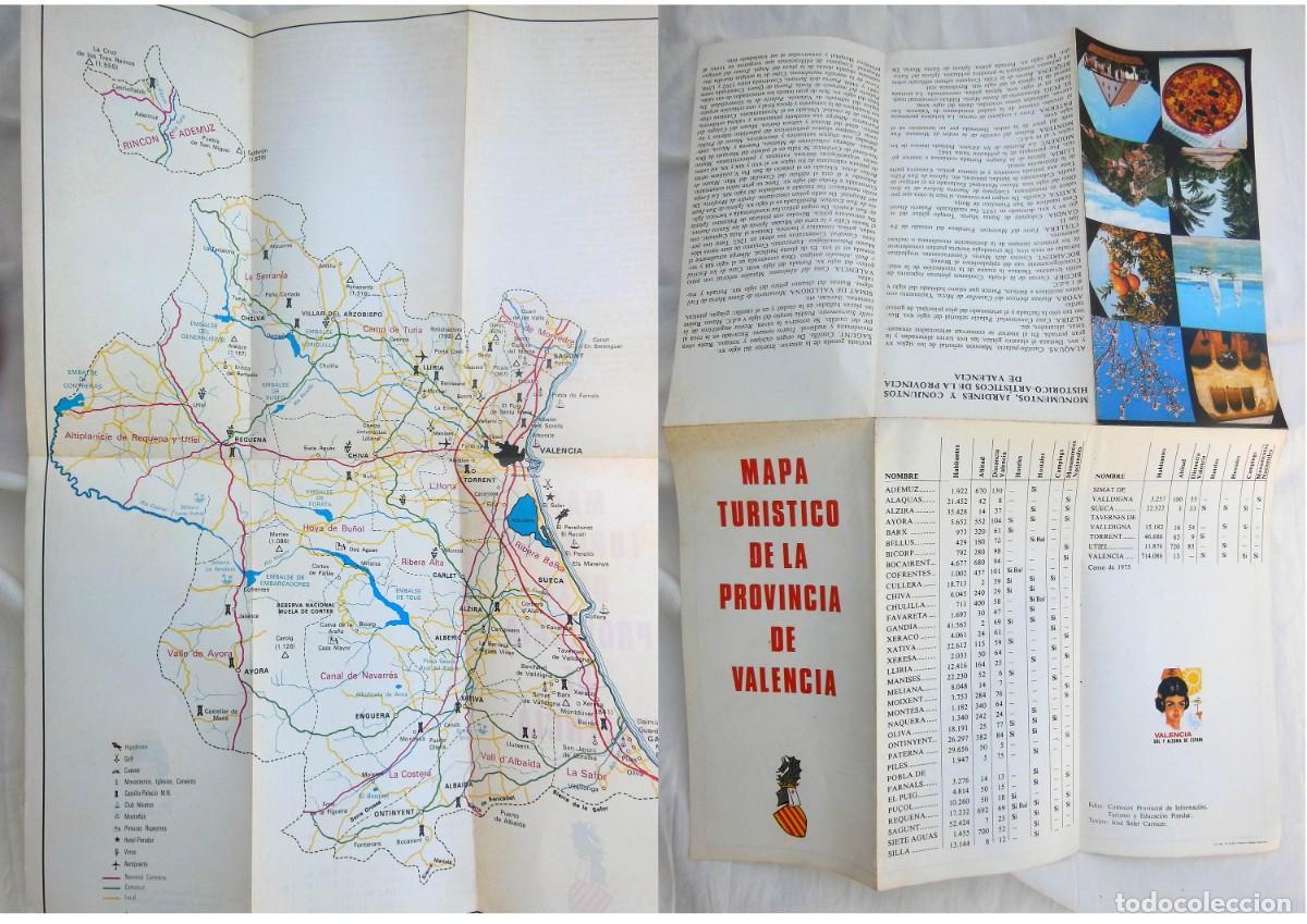 Folhetos de turismo: MAPA TUR&Iacute;STICO DE LA PROVINCIA DE VALENCIA 1977 JOSE SOLER CARNICER (Textos)