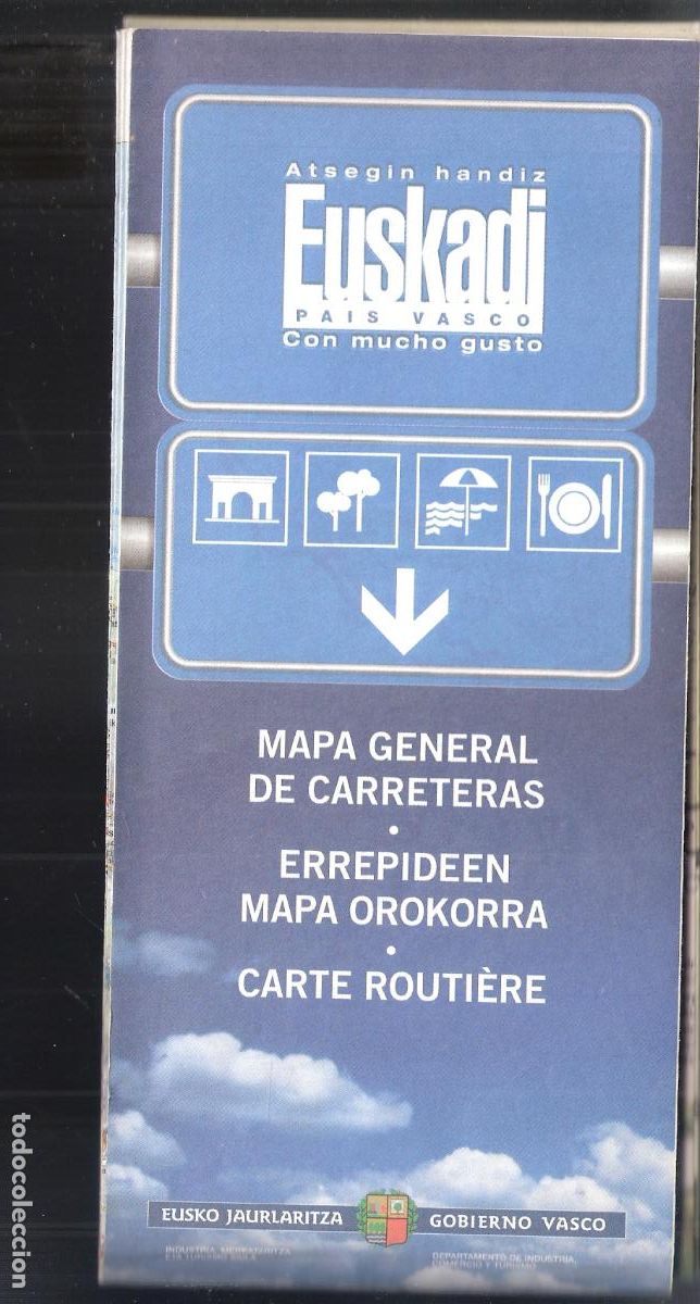 Tourismusbrosch&uuml;ren: Euskadi. Pais Vasco. Mapa General de Carreteras. Gobierno vasco. Desplegable 21X10 / 63X80 cm.