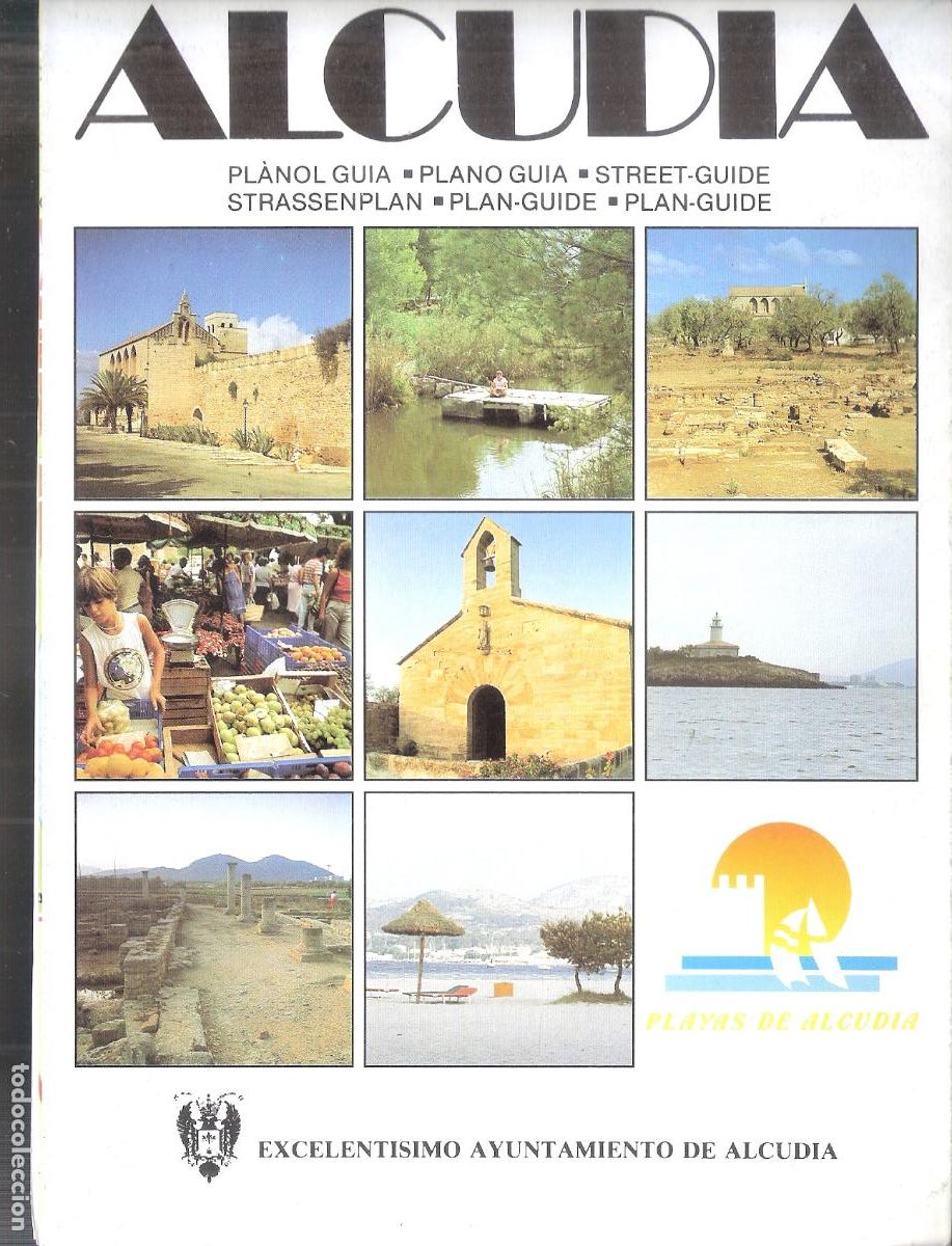 Brochures de tourisme: Alcudia, Plano gu&iacute;a. Playas de Alcudia. Ayuntamiento. Desplegable. 22X16 / 44X64 cm.