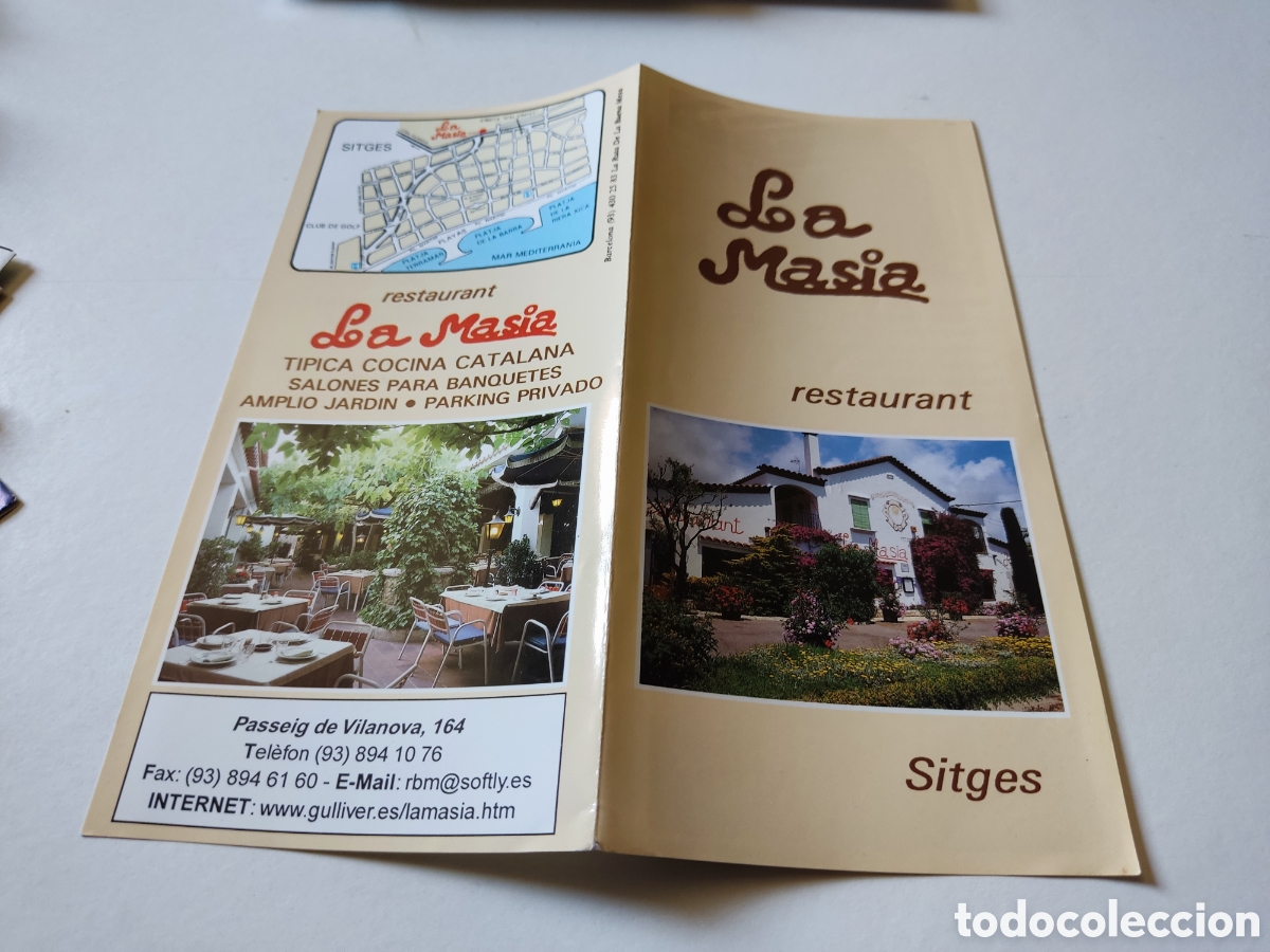 Brochures de tourisme: Folleto tur&iacute;stico restaurante La masia, Sitges