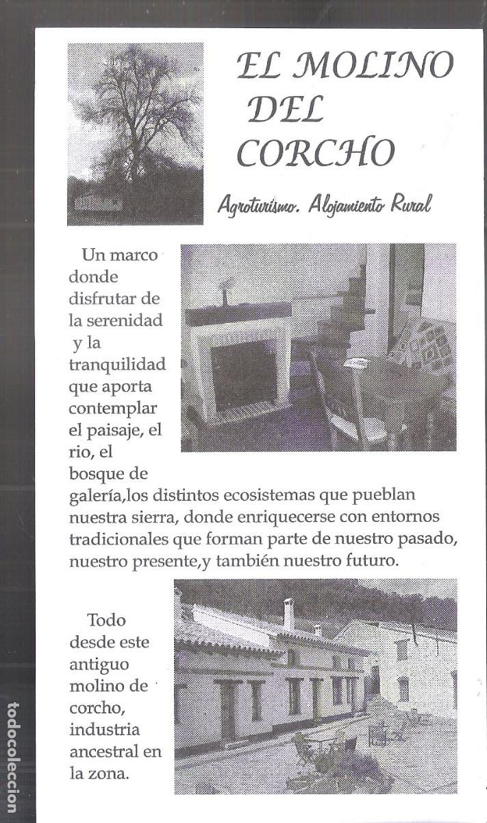 Brochures de tourisme: El Molino del Corcho. Agroturismo. Turismo rural. Cazalla de la Sierra - Constantina. Sevilla. Hoja.