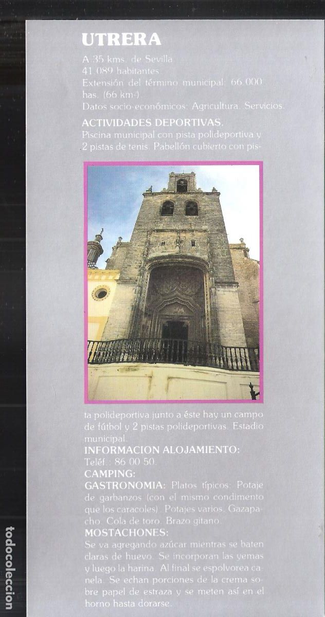 Travel Brochures: Utrera.Sevilla. Patronato Provincial de Turismo de Sevilla.Hoja/Ficha. 21X11 cm.