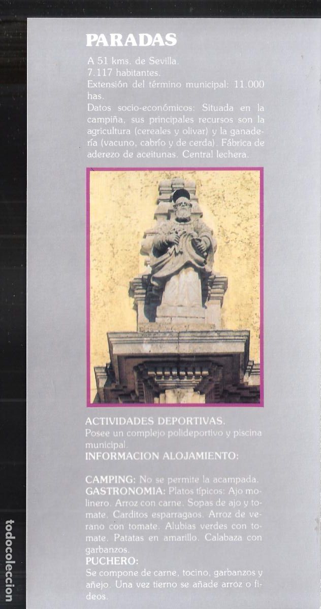 Travel Brochures: Paradas.Sevilla. Patronato Provincial de Turismo de Sevilla.Hoja/Ficha. 21X11 cm.