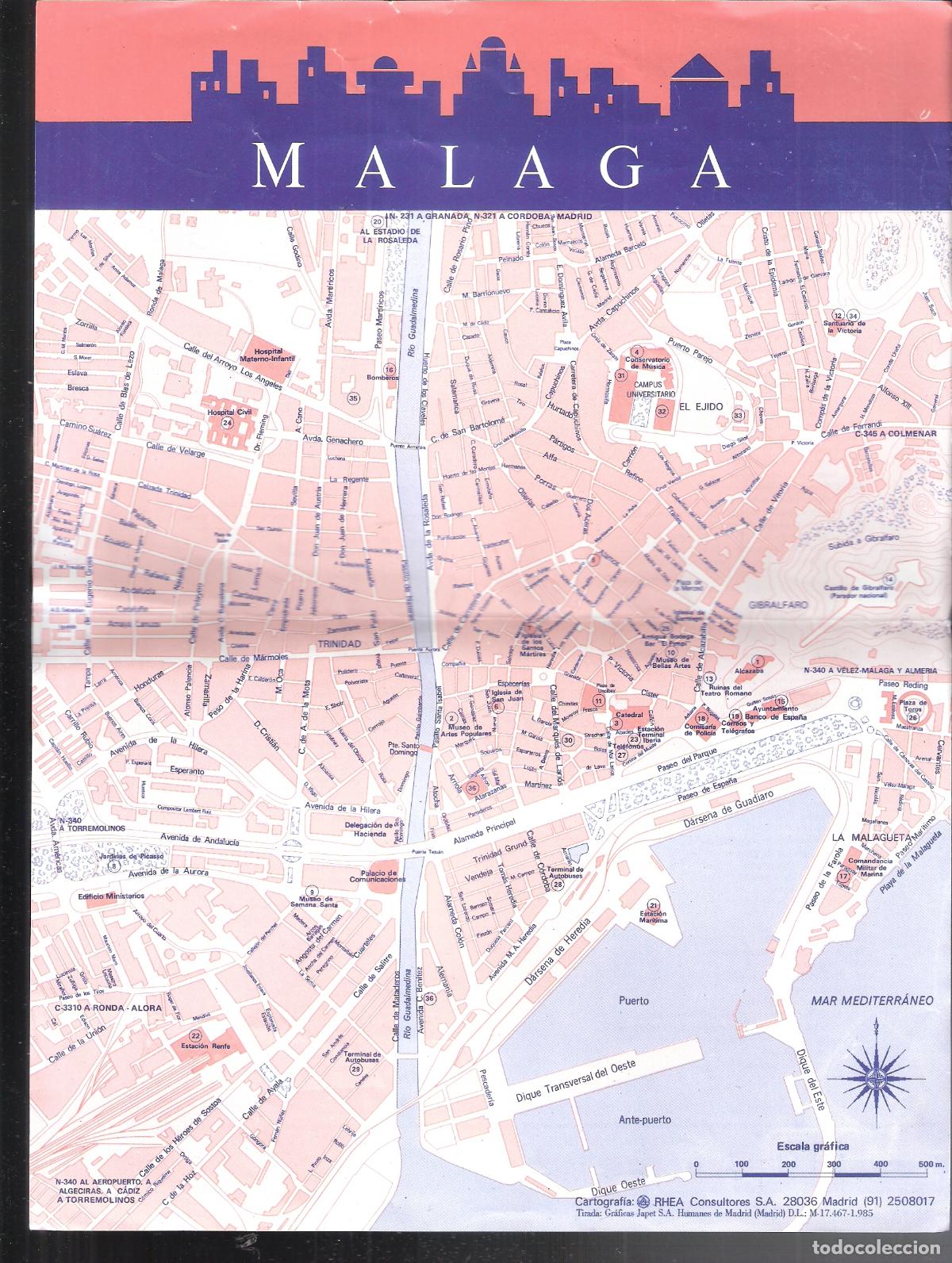 Brochures de tourisme: M&aacute;laga. INPROTUR. 1985. Hoja. 28X21 cm.