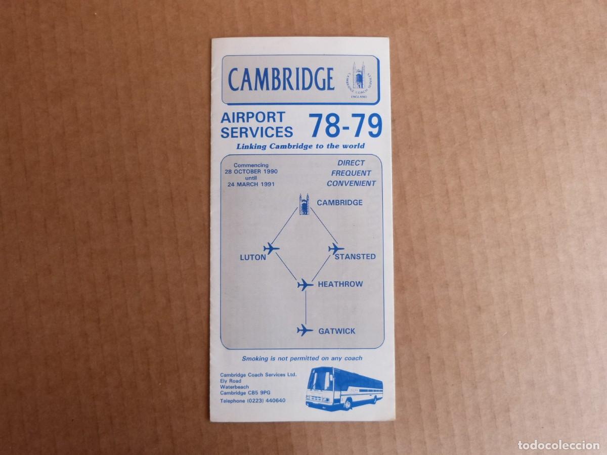 Brochures de tourisme: Folleto horarios autocares bus Cambridge - Aeropuertos Luton Stansted Heathrow Gatwick - A&ntilde;os 90