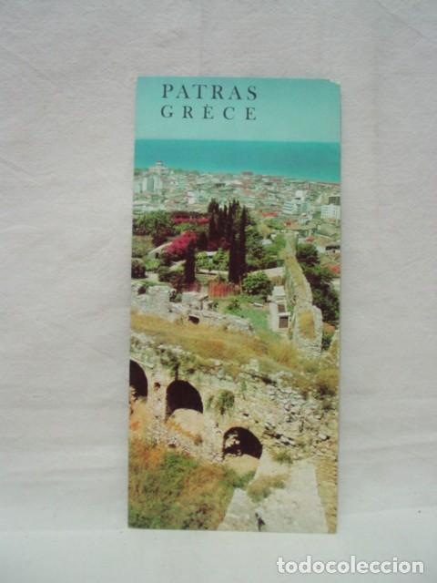 Brochures de tourisme: Patras. Gr&eacute;ce. A&ntilde;os 60. Grecia. Cuadr&iacute;ptico desplegable, gu&iacute;a folleto con plano, mapa, textos y foto