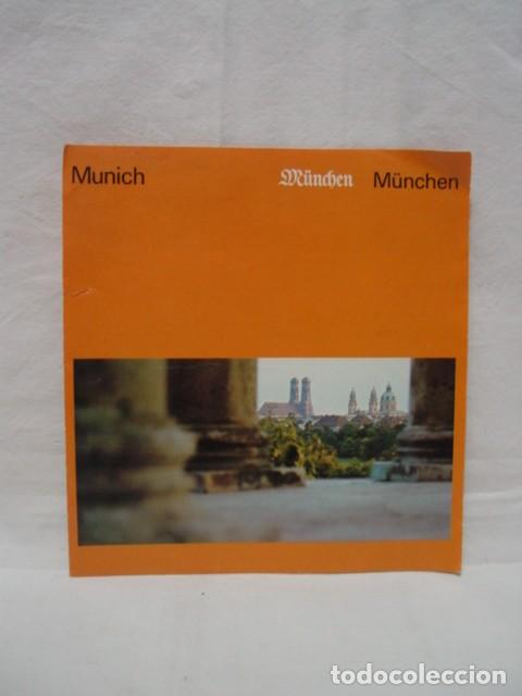 Brochures de tourisme: M&uacute;nich. Munchen. Tr&iacute;ptico. Abierto es 3 veces m&aacute;s grande, con texto, fotos. A&ntilde;os 70.