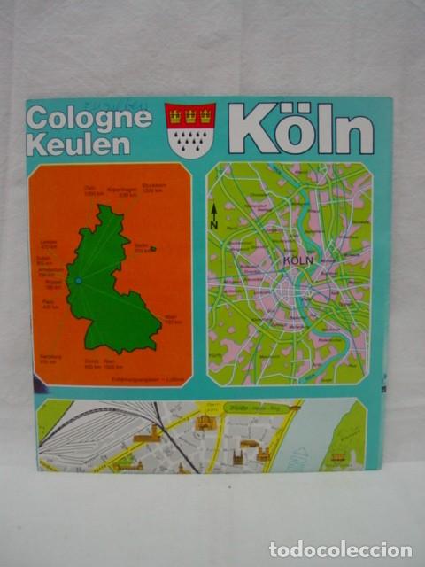 Brochures de tourisme: Colonia. Koln. Abierto es 6 veces m&aacute;s grande, con plano, texto y fotos. A&ntilde;os 70.