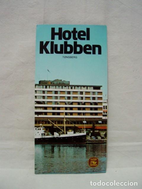 Brochures de tourisme: Hotel Klubben. T&oslash;nsberg. (Noruega) A&ntilde;os 80. Tr&iacute;ptico. Contiene plano, fotos y textos. Medida aproxim