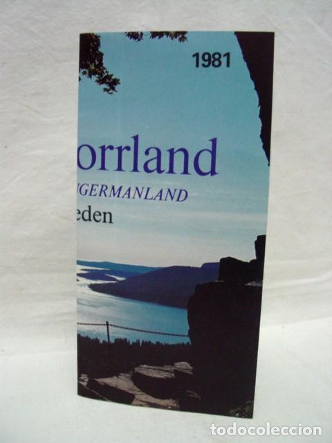 Brochures de tourisme: V&auml;sternorrland. Medelpad. Angermanland. A&ntilde;os 80. Libreto gu&iacute;a. 10 p&aacute;ginas. Contiene mapa desplegable