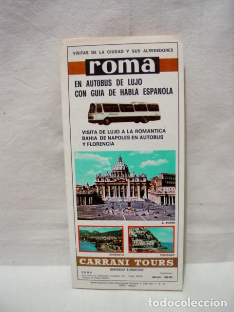 Foglietti di turismo: Roma en autob&uacute;s de lujo. Gu&iacute;a desplegable con textos y fotos. &iquest;A&ntilde;o 1976?
