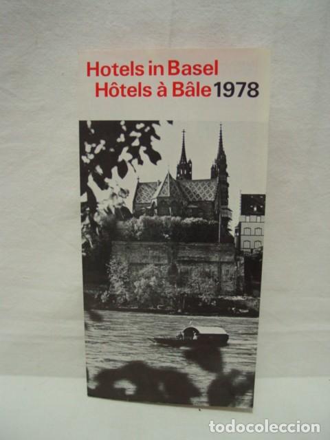Travel Brochures: Hotels in Basel. A&ntilde;os 70. Basilea. Gu&iacute;a folleto desplegable. Contiene plano, textos y foto. Medida a