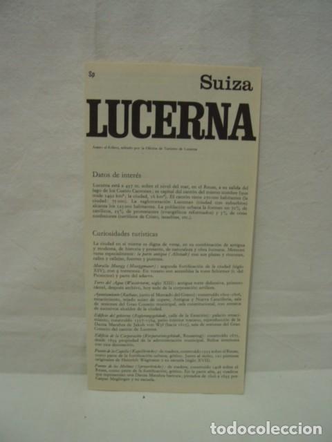 Travel Brochures: Lucerna. A&ntilde;os 70. Folleto. 8 p&aacute;ginas. Contiene plano y textos. Medida aproximada 20 x 10 cm.