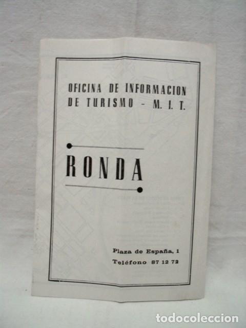 Brochures de tourisme: Ronda. A&ntilde;os 60-70. Ed. Oficina informaci&oacute;n y turismo. M.I.T. Tr&iacute;ptico. Contiene plano 43 X 21 Cm.