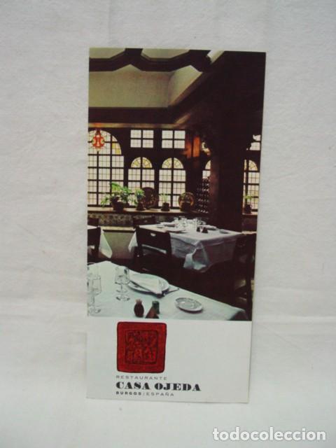 Brochures de tourisme: Restaurante Casa Ojeda Burgos. A&ntilde;os 70. Tr&iacute;ptico desplegable que incluye textos y fotos. Medida apr