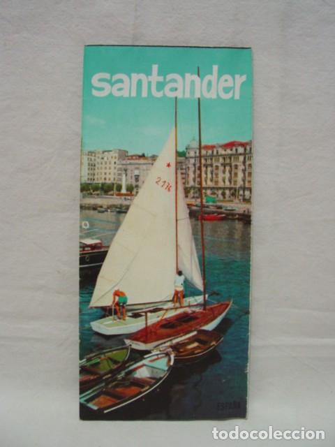 Brochures de tourisme: Santander. A&ntilde;os 60. Subsecretaria de Turismo. Gu&iacute;a folleto desplegable, contiene 1 mapa y 1 plano, t