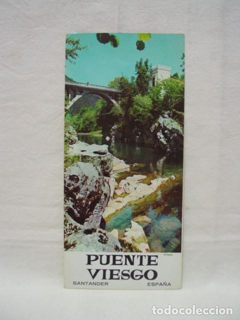 Brochures de tourisme: Puente Viesgo. Santander. A&ntilde;os 60.. Ayuntamiento Viesgo y Direcci&oacute;n general Turismo. Tr&iacute;ptico desple