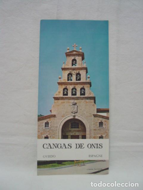 Brochures de tourisme: Cangas de On&iacute;s. Oviedo. A&ntilde;os 60. Ministerio informaci&oacute;n y Turismo. Tr&iacute;ptico desplegable, contiene te