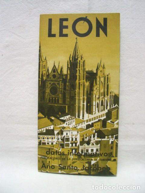 Brochures de tourisme: Le&oacute;n. A&ntilde;os 60. A&ntilde;o santo Jacobeo. Subsecretaria de Turismo. Gu&iacute;a 20 p&aacute;ginas. Contiene: 1 plano ilust