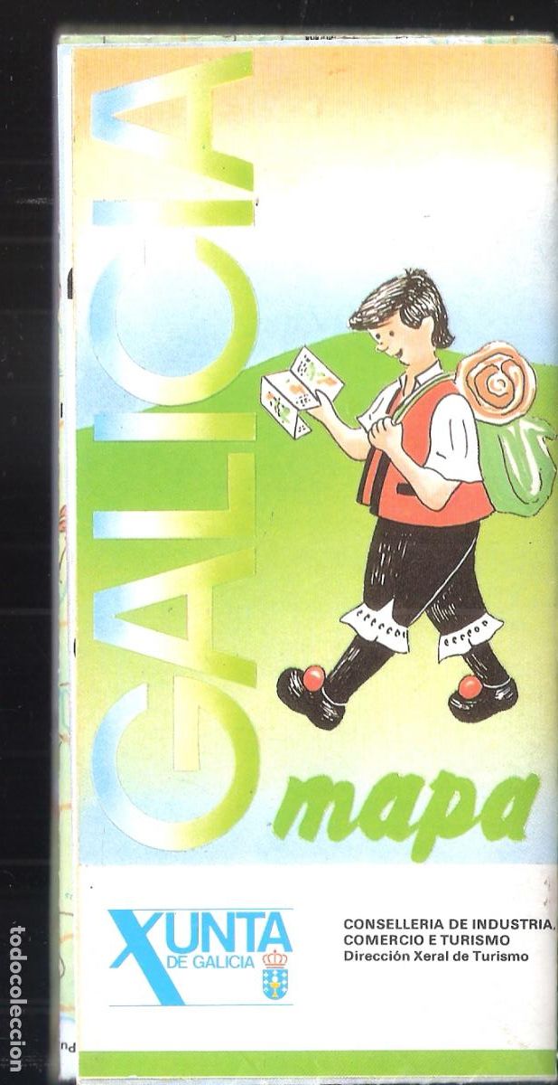 Brochures de tourisme: Galicia. Mapa. Rutas de interes. Callejero de Santiago. Desplegable . 16X8 / 65X 45 cm