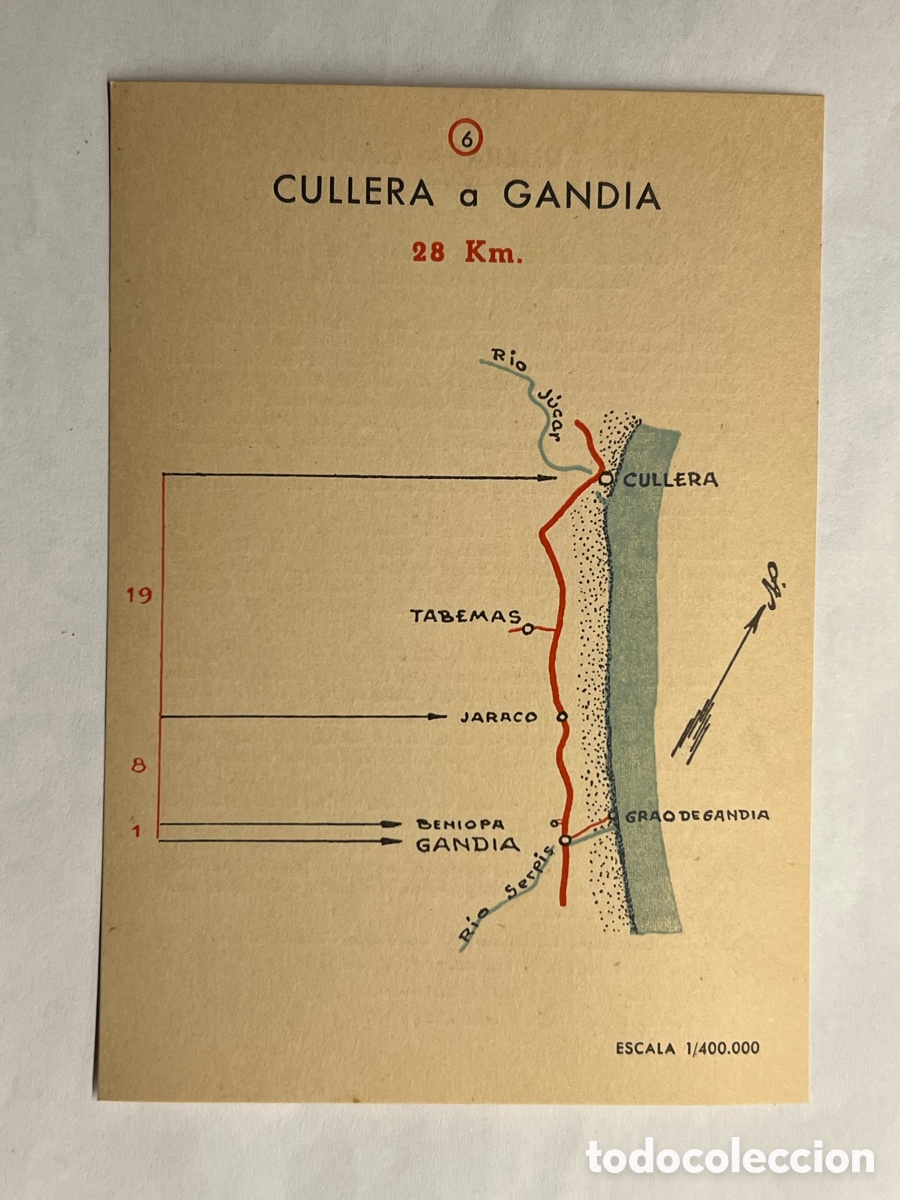 Brochures de tourisme: DE CULLERA A GANDIA .. 25 Km., Ficha No.6, Minist&eacute;rio de Turismo.. ? (h.1960?)
