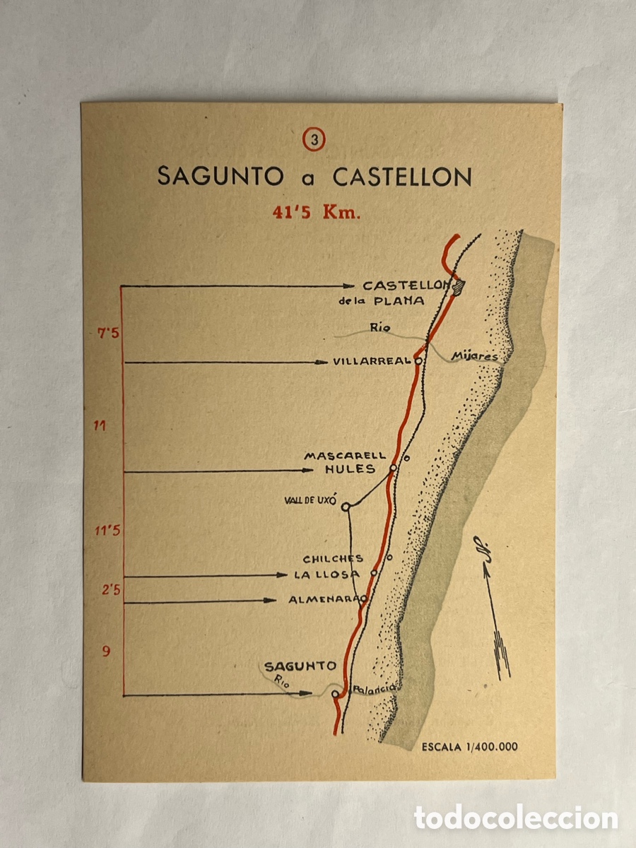Brochures de tourisme: DE SAGUNTO A CASTELL&Oacute;N .. 41,5 Km., Ficha No.3, Minist&eacute;rio de Turismo.. ? (h.1960?)