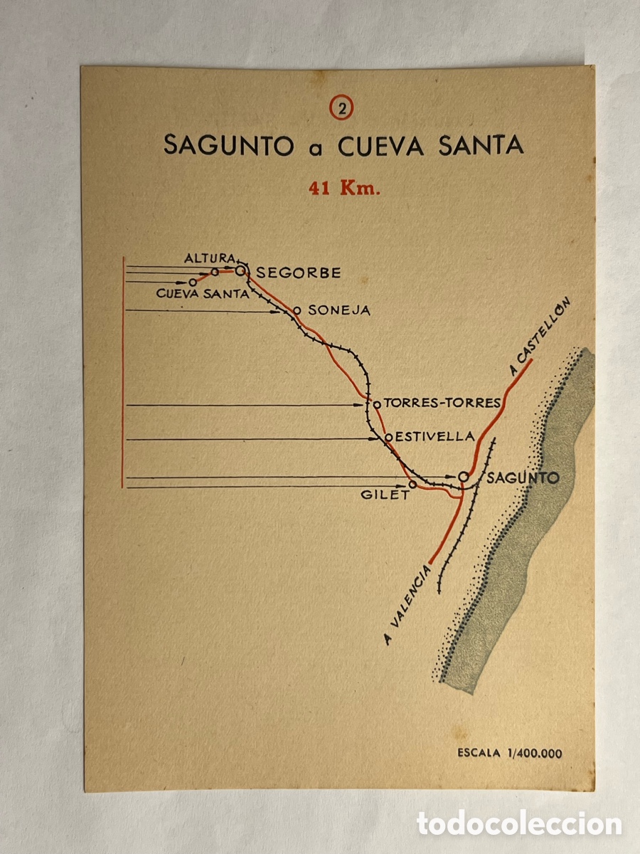 Brochures de tourisme: DE SAGUNTO A CUEVA SANTA .. 41 Km., Ficha No.2, Minist&eacute;rio de Turismo.. ? (h.1960?)