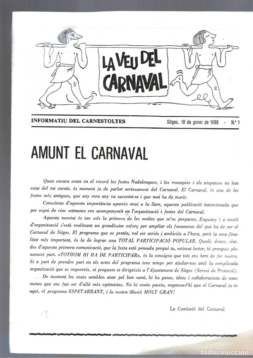 Brochures de tourisme: LA VEU DEL CARNAVAL -- SITGES 10/01/1986 -- N&ordm; 1