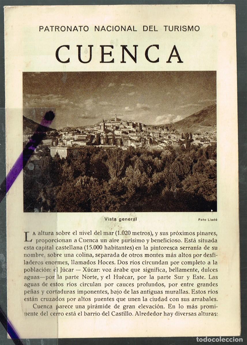 Folletos de turismo: ANTIGUO FOLLETO PATRONATO NACIONAL DEL TURISMO ''CUENCA'' CON PEQUE&Ntilde;O MAPA