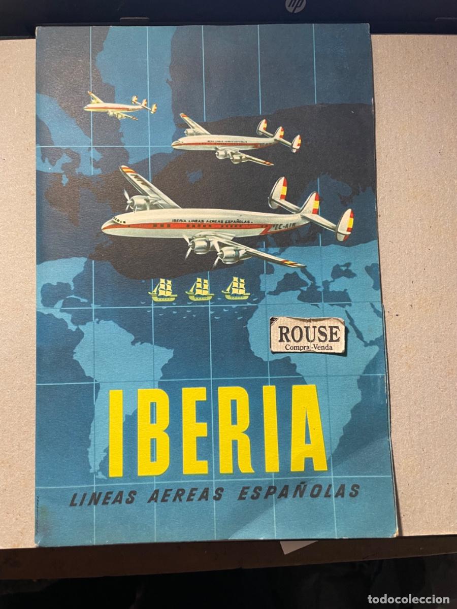 Travel Brochures: AVIONES - IBERIA , LINEAS AEREAS ESPA&Ntilde;OLAS 1953 PORTAFOLIO CARTON PARA GUARDAR LA DOCUMENTACION VIAJ