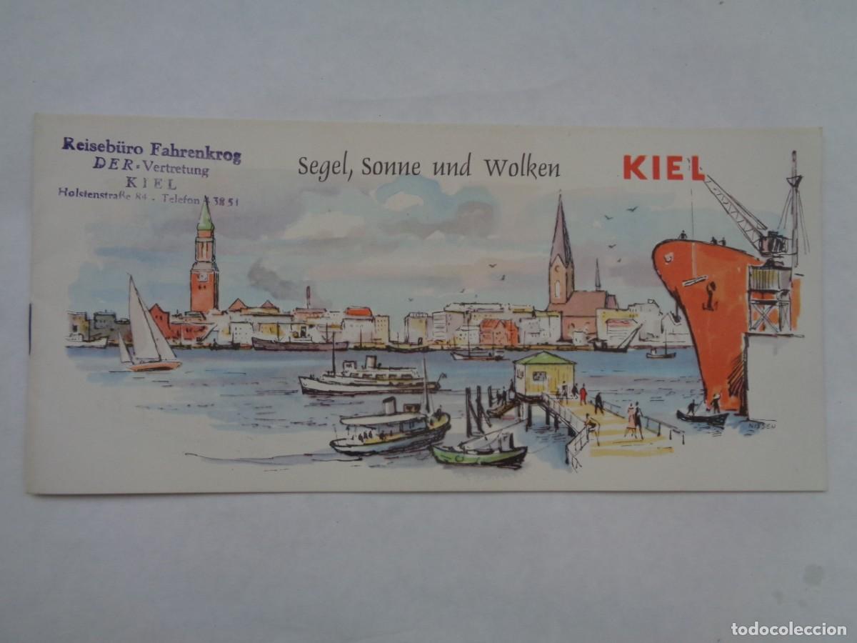 Travel Brochures: FOLLETO TURISTICO DE KIEL ( ALEMANIA ) , VELAS , SOL Y NUBES . CON BELLAS ACUARELAS . EN ALEMAN