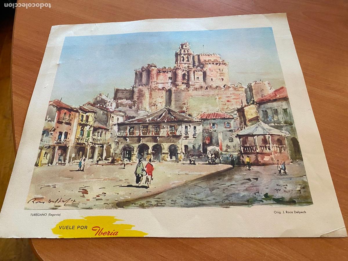 Travel Brochures: VUELE POR IBERIA. LAMINA TUREGANO SEGOVIA. 34,5 x 30 cm. dibujo J. ROCA DELPECH (AB-8)