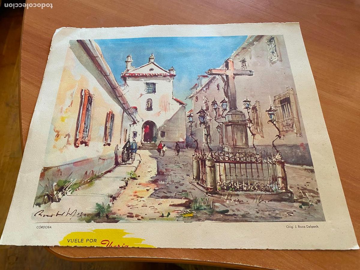 Travel Brochures: VUELE POR IBERIA. LAMINA CORDOBA. 34,5 x 30 cm. dibujo J. ROCA DELPECH (AB-8)