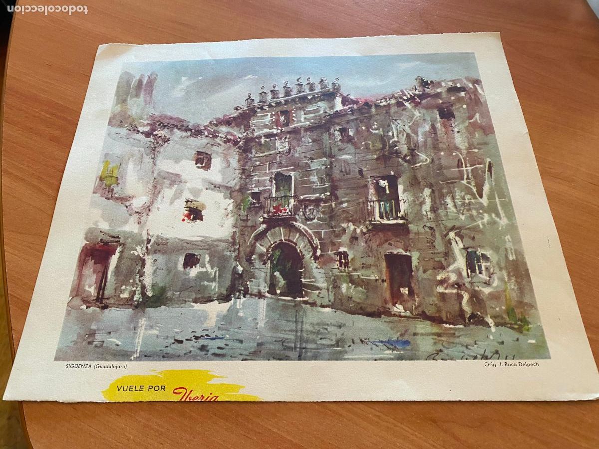 Travel Brochures: VUELE POR IBERIA. SIGUENZA GUADALAJARA. 34,5 x 30 cm. dibujo J. ROCA DELPECH (AB-8)