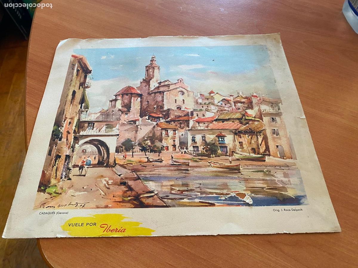 Travel Brochures: VUELE POR IBERIA. CADAQUES GIRONA. 34,5 x 30 cm. dibujo J. ROCA DELPECH (AB-8)