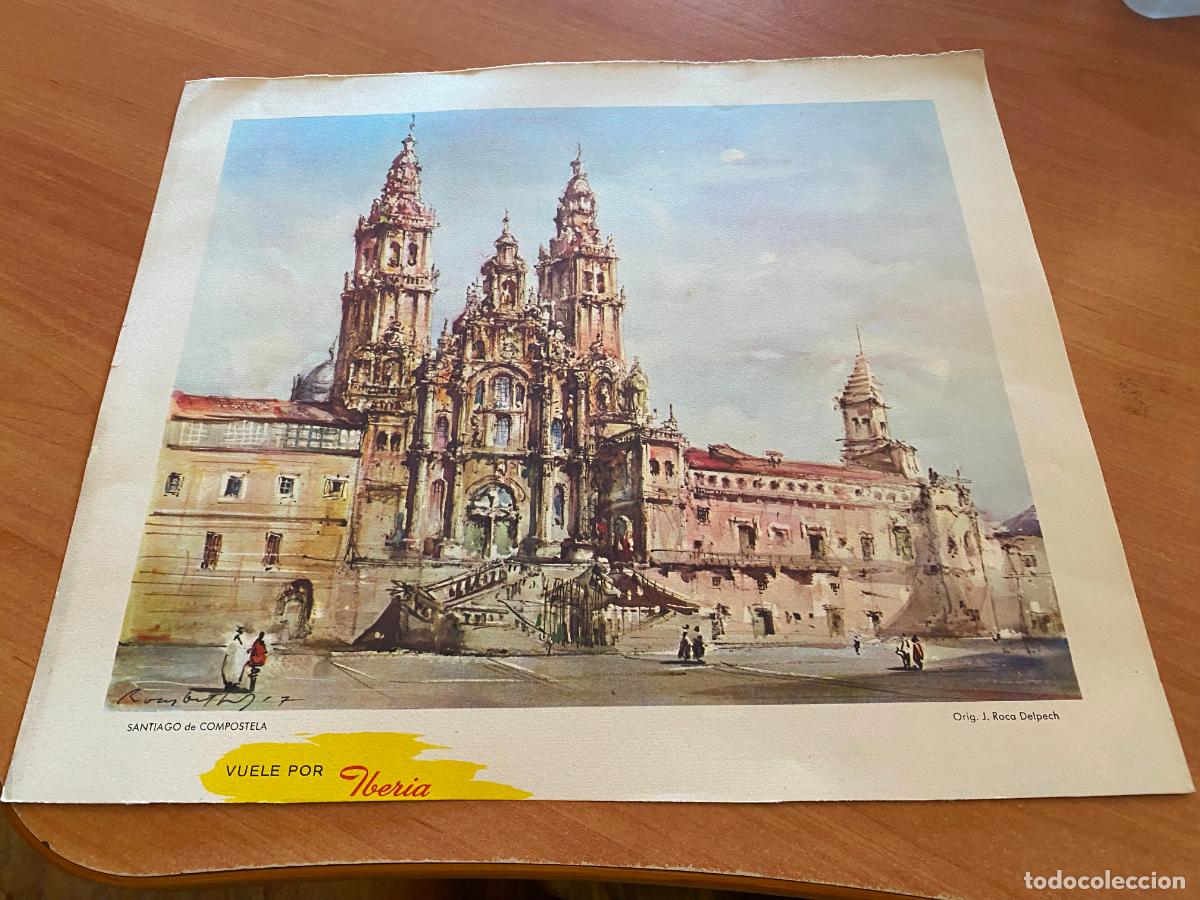 Travel Brochures: VUELE POR IBERIA. SANTIAGO DE COMPOSTELA. 34,5 x 30 cm. dibujo J. ROCA DELPECH (AB-8)