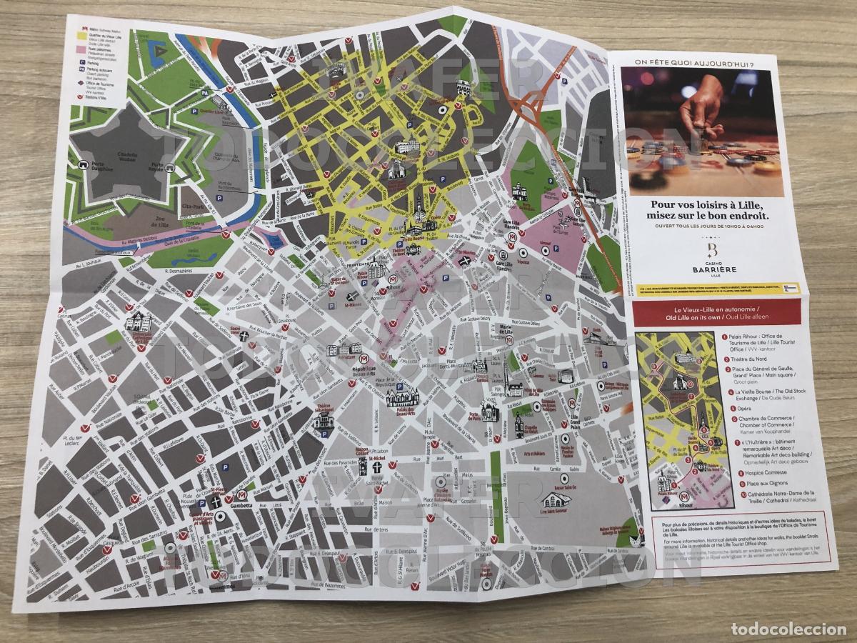 Folletos de turismo: FOLLETO LO ESENCIAL DE LILLE, FRANCIA, LUGARES DE INTERES Y MAPA CENTRO CIUDAD, DESPLEGABLE, 2023