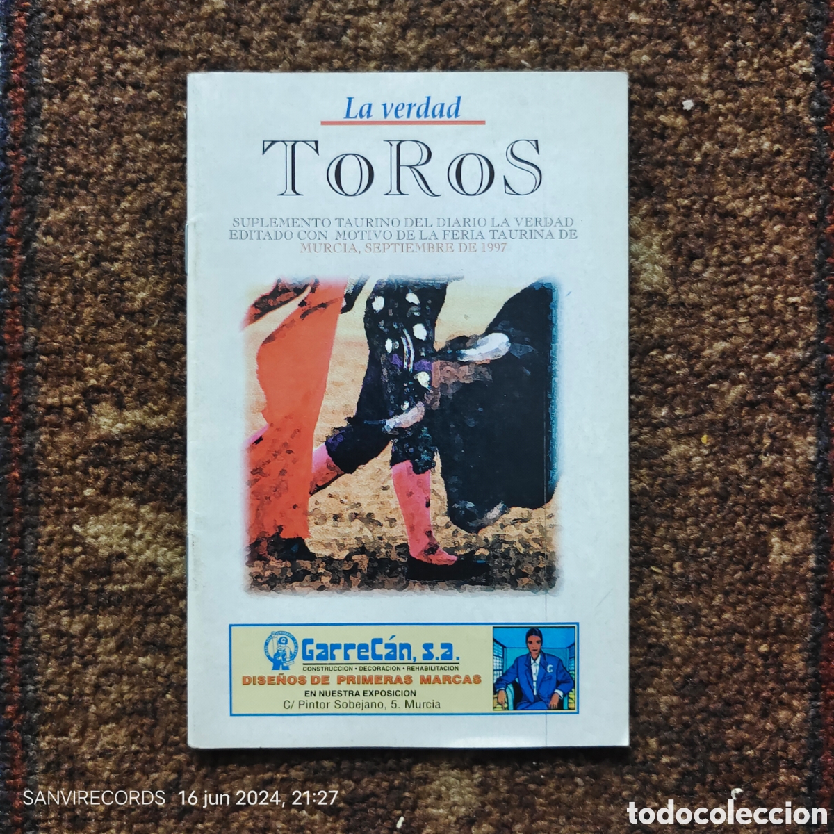 Travel Brochures: TOROS, SUPLEMENTO TAURINO DEL DIARIO LA VERDAD (MURCIA, SEPTIEMBRE DE 1997)