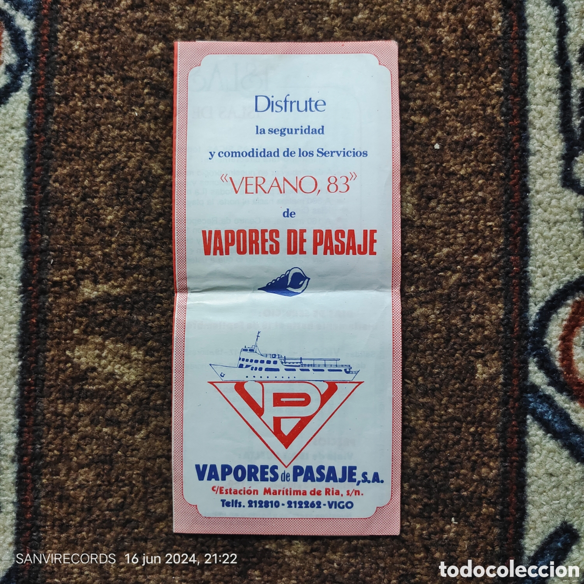 Travel Brochures: FOLLETO DISFRUTE LA SEGURIDAD Y COMODIDAD DE LOS SERVICIOS VERANO '83 DE VAPORES DE PASAJE (VIGO)