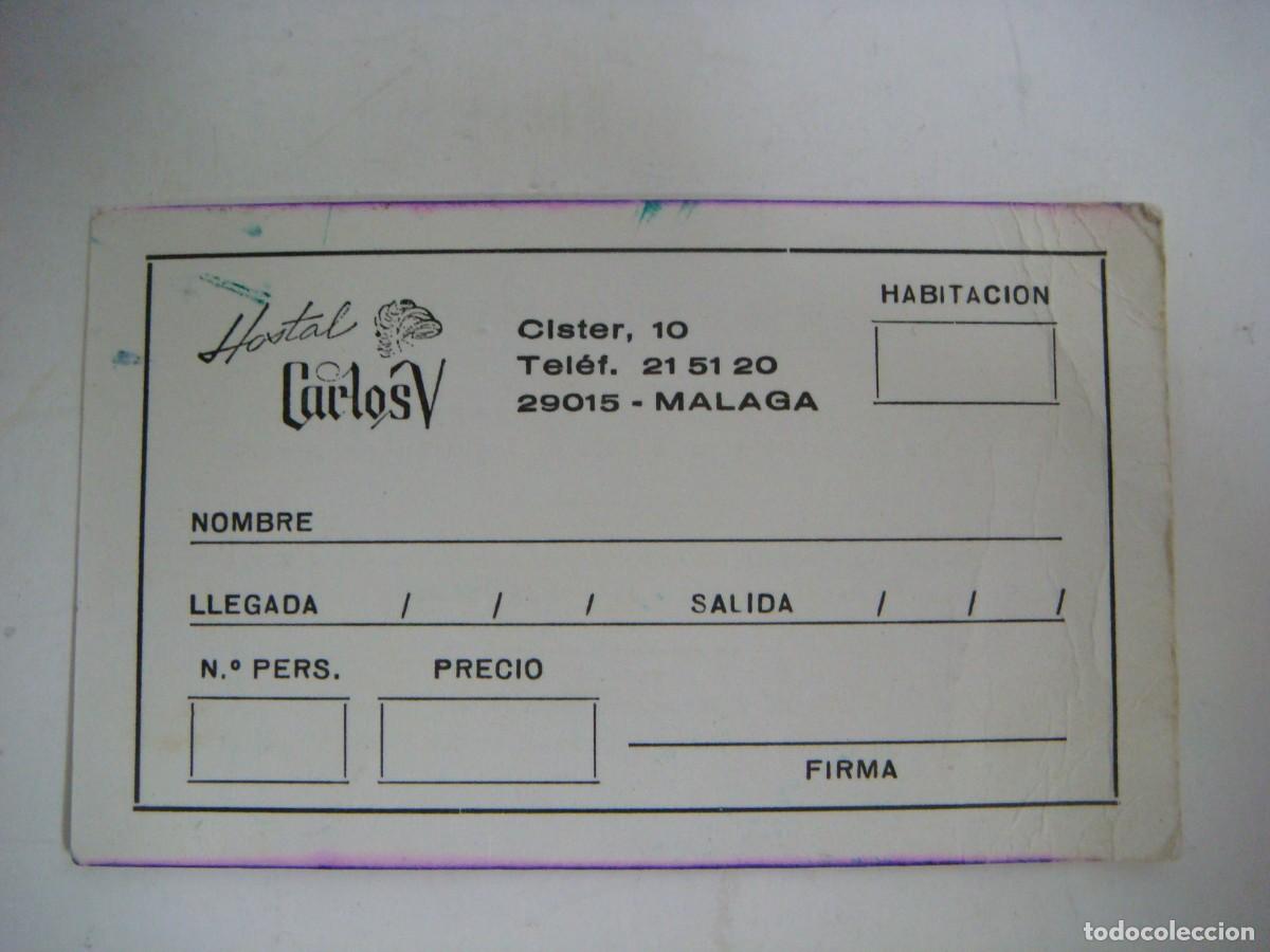 Travel Brochures: TARJETA DE IDENTIFICACION HOTEL CARLOS V MALAGA CAJ-N&ordm;4-SOB-N&ordm;.8
