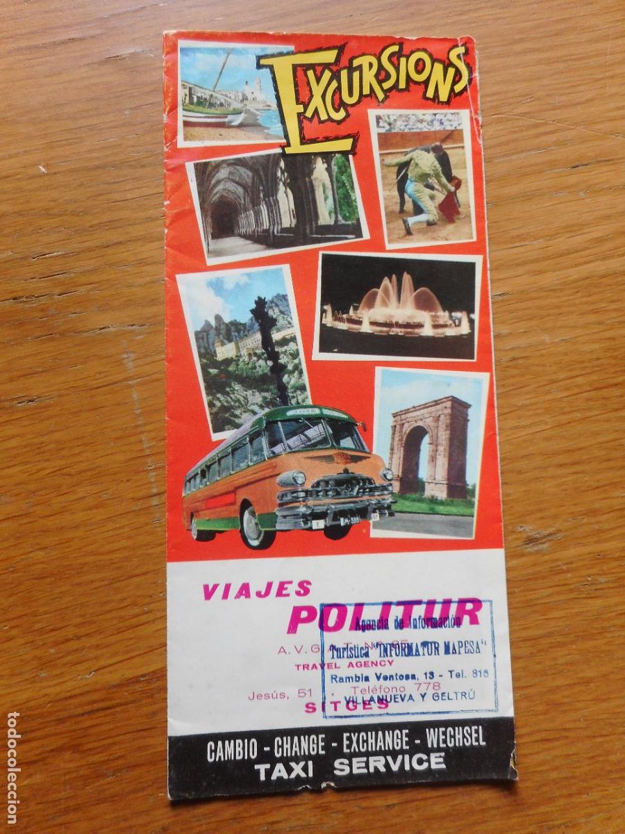 Travel Brochures: ANTIGUO FOLLETO EXCURSIONS VIAJES POLITUR SITGES 1965