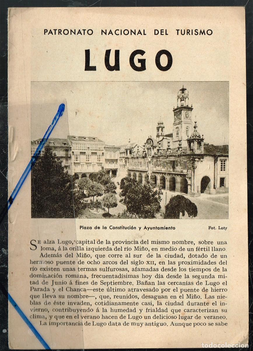 Tourismusbrosch&uuml;ren: 1931/39 PATRONATO NACIONAL DEL TURISMO 'LUGO' SELLO CAUCHO REP&Uacute;BLICA ESPA&Ntilde;OLA, BONITO MAPA