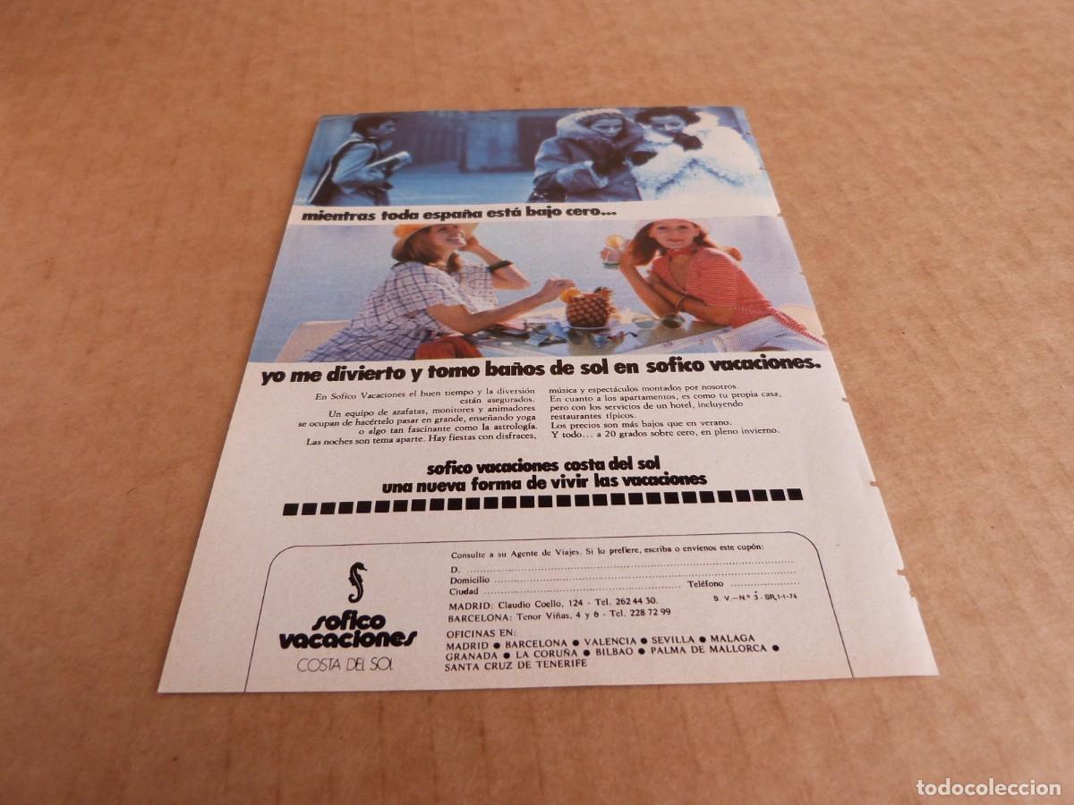 Brochures de tourisme: Anuncio Sofico vacaciones Costa del Sol - Publicidad de los a&ntilde;os 70