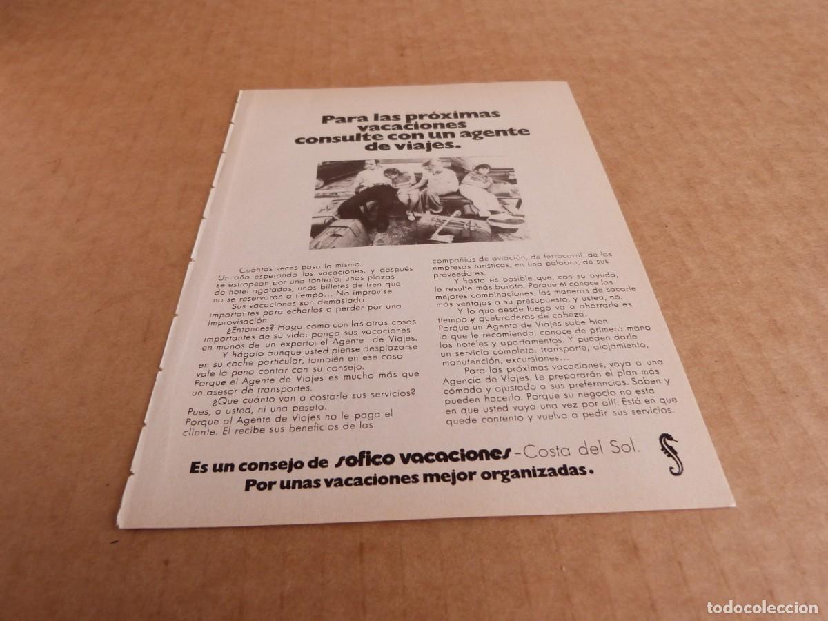 Brochures de tourisme: Anuncio Sofico Costa del Sol por unas vacaciones mejor organizadas - Publicidad de los a&ntilde;os 70