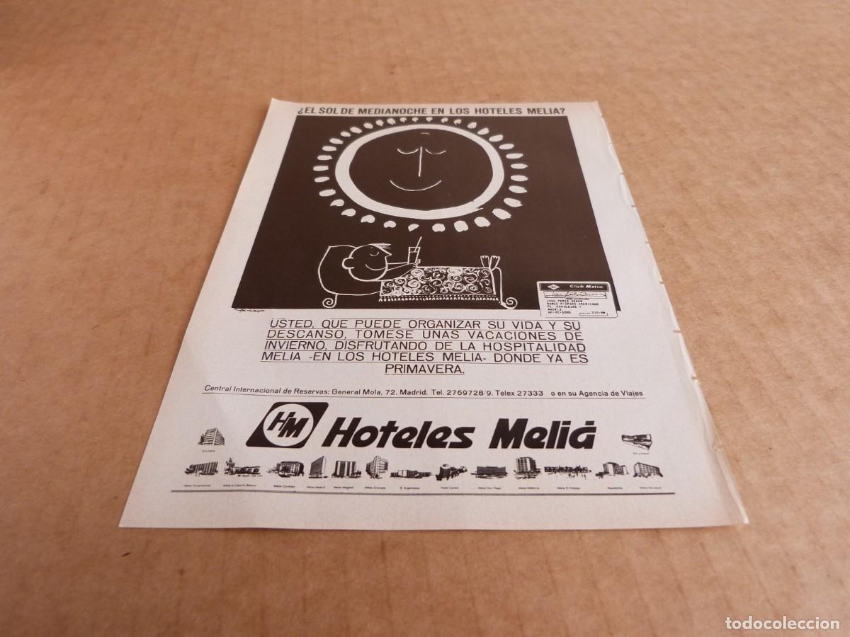 Brochures de tourisme: Anuncio Hoteles Melia vacaciones de invierno el sol de medianoche - Publicidad de los a&ntilde;os 70
