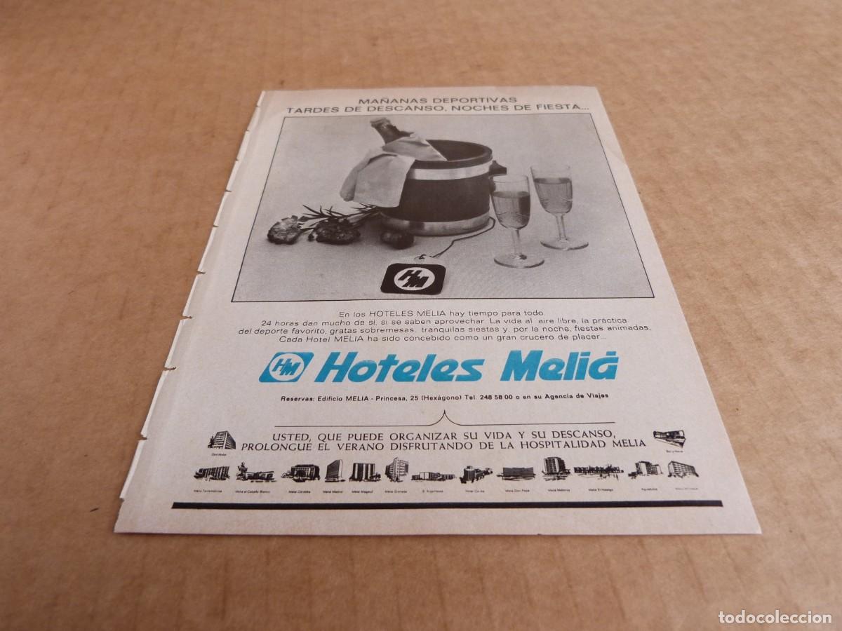 Brochures de tourisme: Anuncio Hoteles Melia 24 horas dan mucho de si - Publicidad de los a&ntilde;os 70