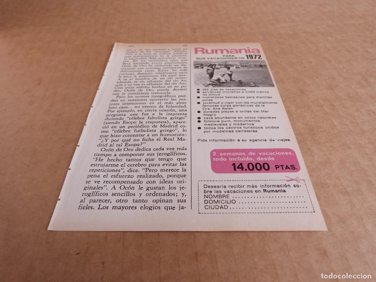 Brochures de tourisme: Anuncio Rumania para sus vacaciones de 1972 - Publicidad de los a&ntilde;os 70